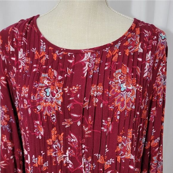 Sahalie Dress Long Sleeve Midi Red Floral Size Medium M - Picture 5 of 10